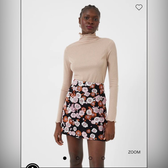 French Connection Astride Aliya Lace Mini Skirt in Moonless Night Flower App - Picture 2 of 12